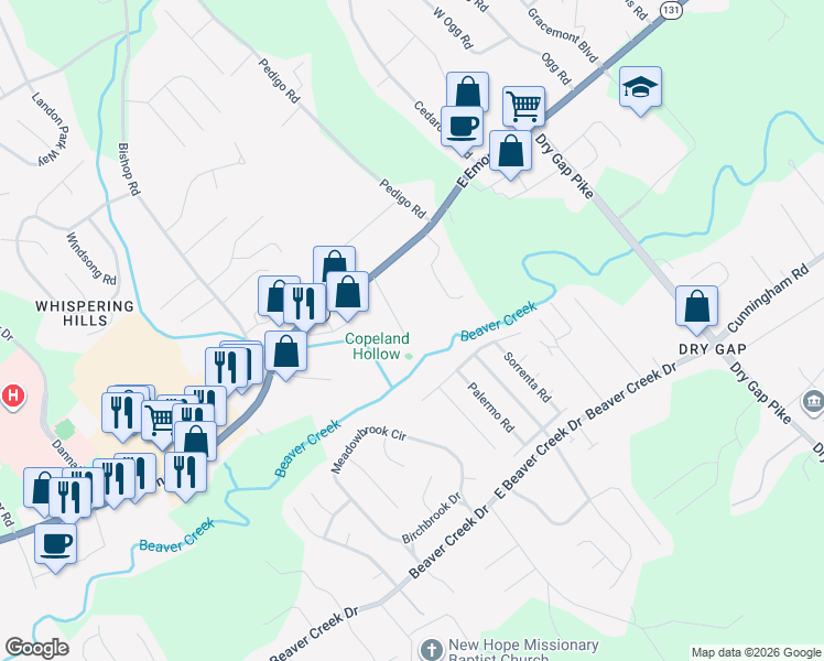 map of restaurants, bars, coffee shops, grocery stores, and more near 7501 Holly Crest Lane in Knoxville