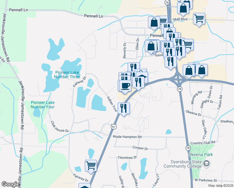 map of restaurants, bars, coffee shops, grocery stores, and more near 1130 U.S. 51 Bypass in Dyersburg