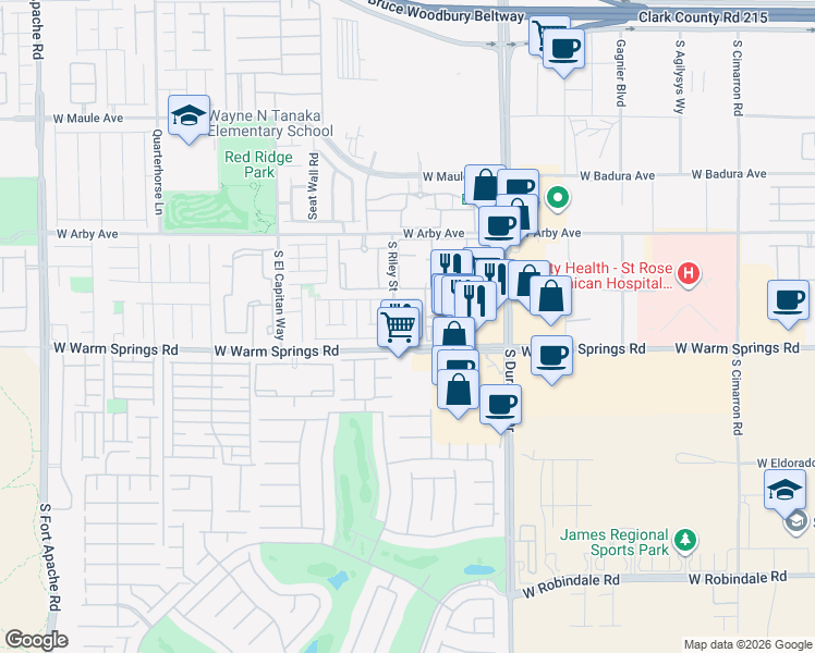 map of restaurants, bars, coffee shops, grocery stores, and more near 7271 Proud Patriot Street in Las Vegas