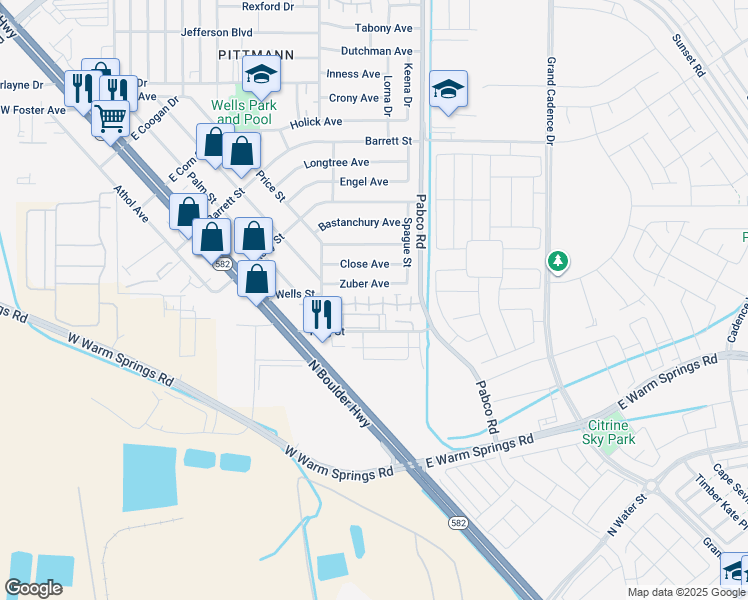 map of restaurants, bars, coffee shops, grocery stores, and more near 533 Sellers Place in Henderson