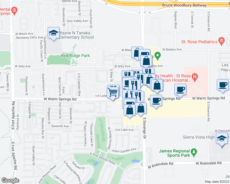 map of restaurants, bars, coffee shops, grocery stores, and more near 7271 Proud Patriot Street in Las Vegas