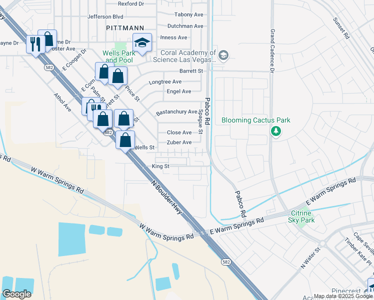 map of restaurants, bars, coffee shops, grocery stores, and more near 543 Sellers Place in Henderson