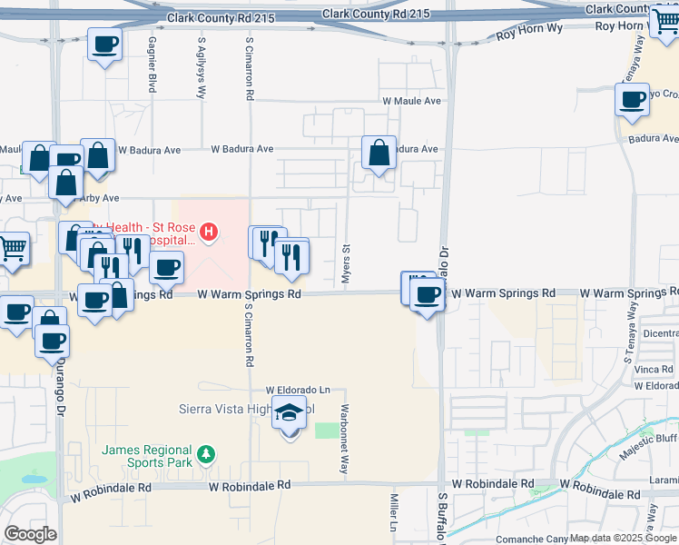 map of restaurants, bars, coffee shops, grocery stores, and more near 7240 Site Street in Las Vegas