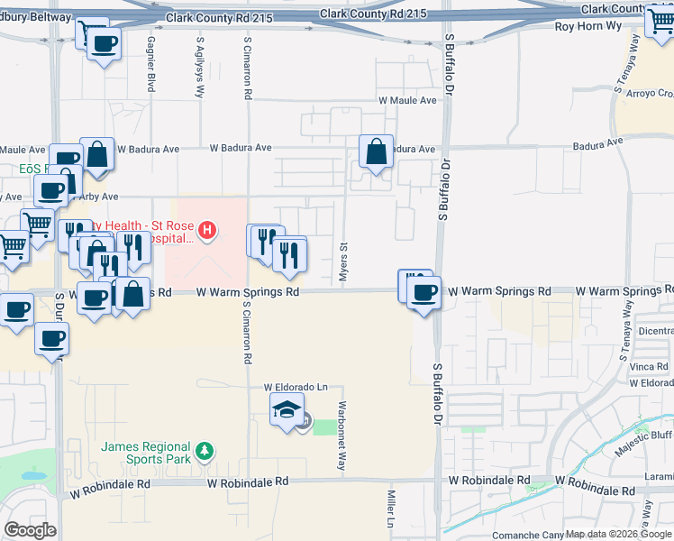 map of restaurants, bars, coffee shops, grocery stores, and more near 7240 Site Street in Las Vegas