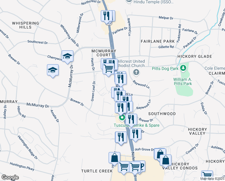 map of restaurants, bars, coffee shops, grocery stores, and more near 5135 U.S. 31 Alternate in Nashville
