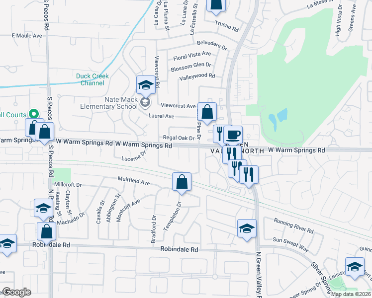 map of restaurants, bars, coffee shops, grocery stores, and more near 3141 Regal Oak Drive in Henderson