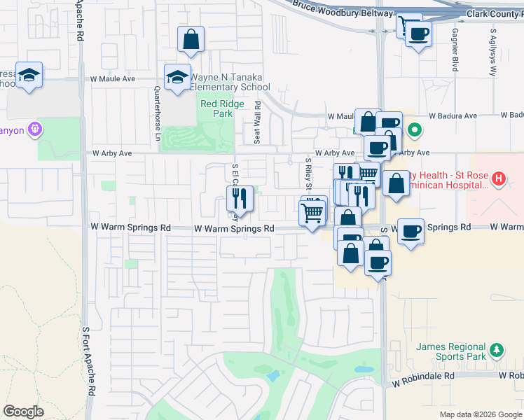 map of restaurants, bars, coffee shops, grocery stores, and more near 7209 Forefather Street in Las Vegas