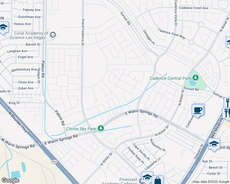 map of restaurants, bars, coffee shops, grocery stores, and more near 357 Silva Place in Henderson