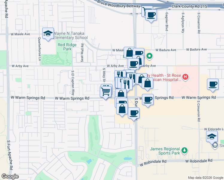 map of restaurants, bars, coffee shops, grocery stores, and more near 8756 Poetic Justice Court in Las Vegas