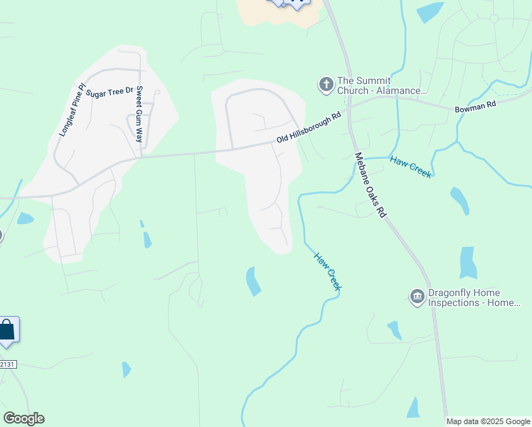 map of restaurants, bars, coffee shops, grocery stores, and more near 1618 Grace Landing Drive in Mebane