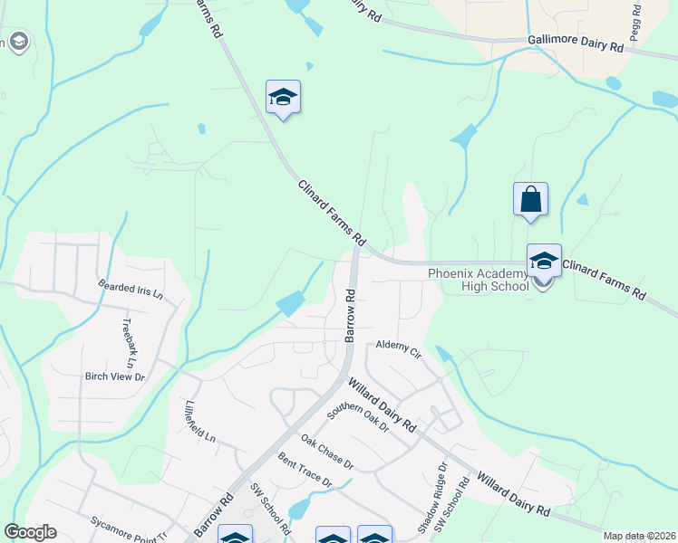 map of restaurants, bars, coffee shops, grocery stores, and more near 7878 Barrow Road in High Point