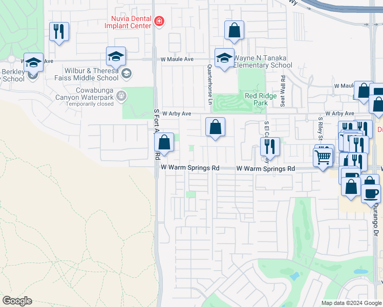 map of restaurants, bars, coffee shops, grocery stores, and more near 9267 Glen Malone Court in Las Vegas