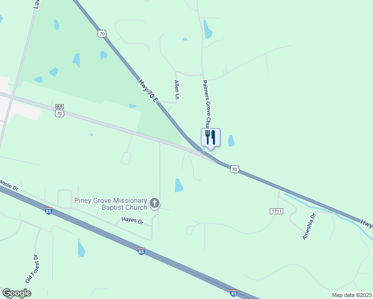 map of restaurants, bars, coffee shops, grocery stores, and more near 2440 US Highway 70a East in Selma