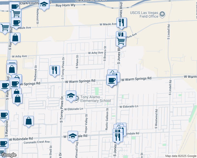 map of restaurants, bars, coffee shops, grocery stores, and more near 7293 Puffer Lake Court in Las Vegas
