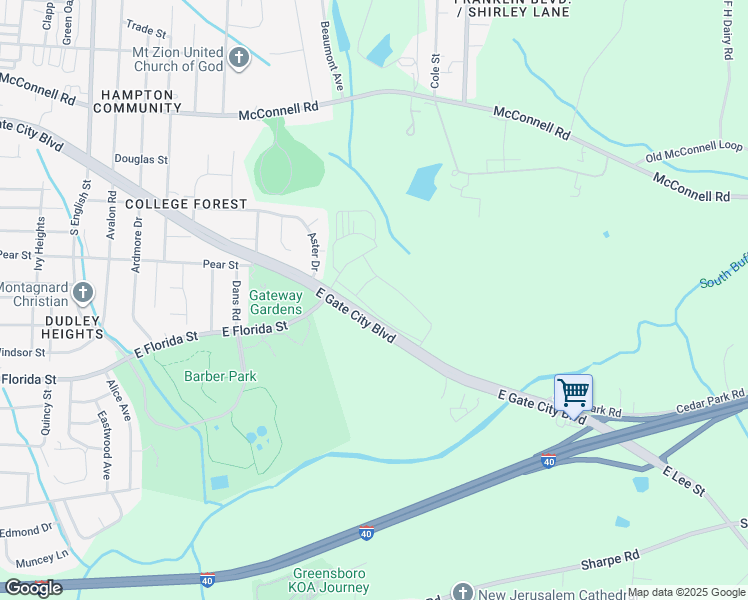 map of restaurants, bars, coffee shops, grocery stores, and more near 2901 East Lee Street in Greensboro