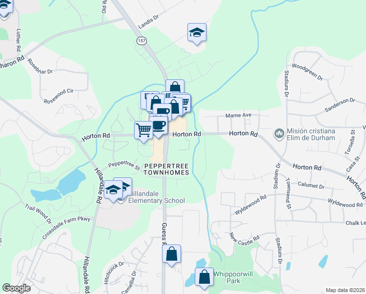 map of restaurants, bars, coffee shops, grocery stores, and more near 36 Signet Drive in Durham