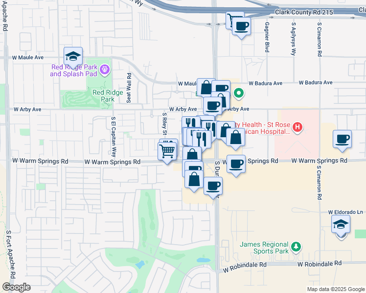map of restaurants, bars, coffee shops, grocery stores, and more near 8751 Promised Land Avenue in Las Vegas