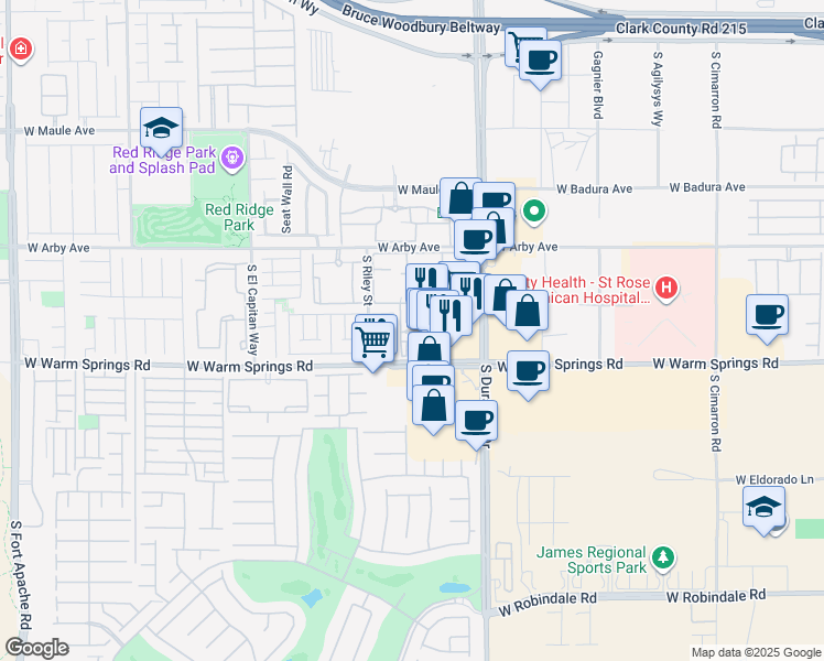 map of restaurants, bars, coffee shops, grocery stores, and more near 8751 Promised Land Avenue in Las Vegas