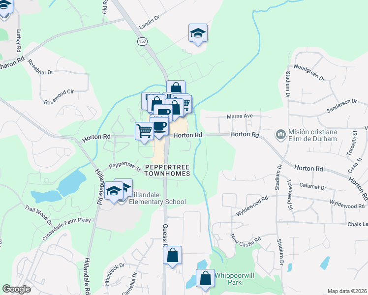 map of restaurants, bars, coffee shops, grocery stores, and more near 36 Signet Drive in Durham