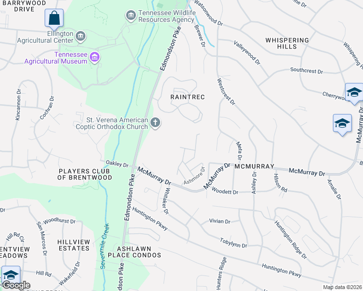 map of restaurants, bars, coffee shops, grocery stores, and more near 5242 Edmondson Pike in Nashville