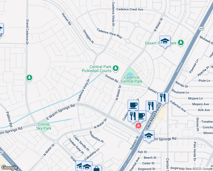 map of restaurants, bars, coffee shops, grocery stores, and more near 408 Andy Wheeler Drive in Henderson