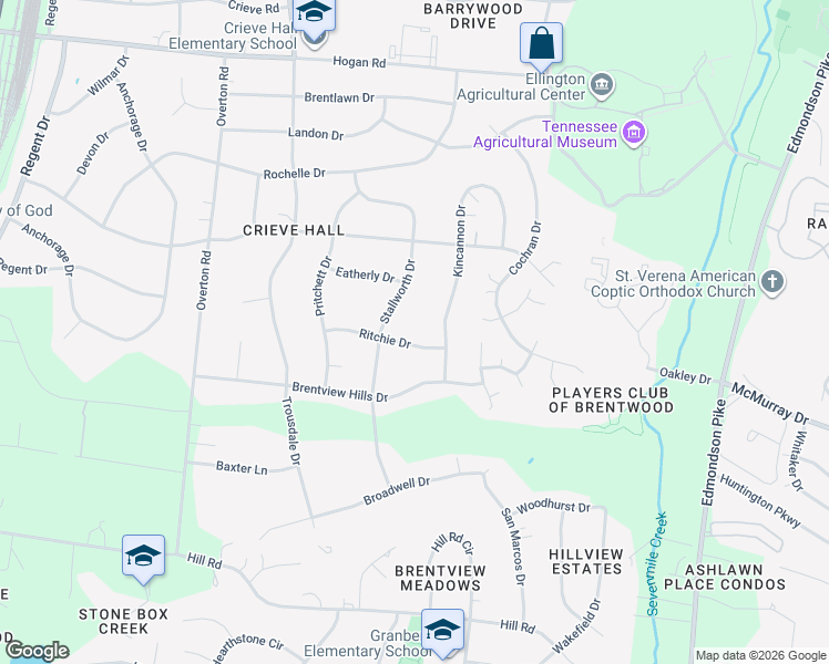 map of restaurants, bars, coffee shops, grocery stores, and more near 5222 Kincannon Drive in Nashville