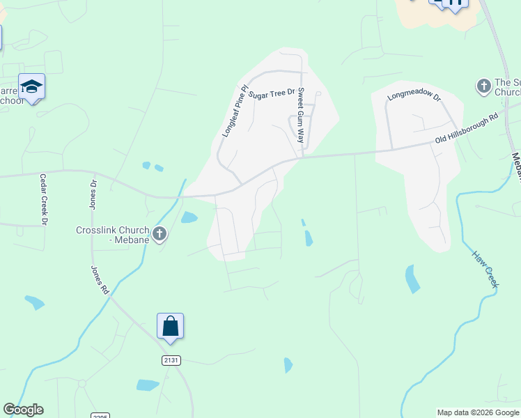 map of restaurants, bars, coffee shops, grocery stores, and more near 1245 Newton Drive in Mebane