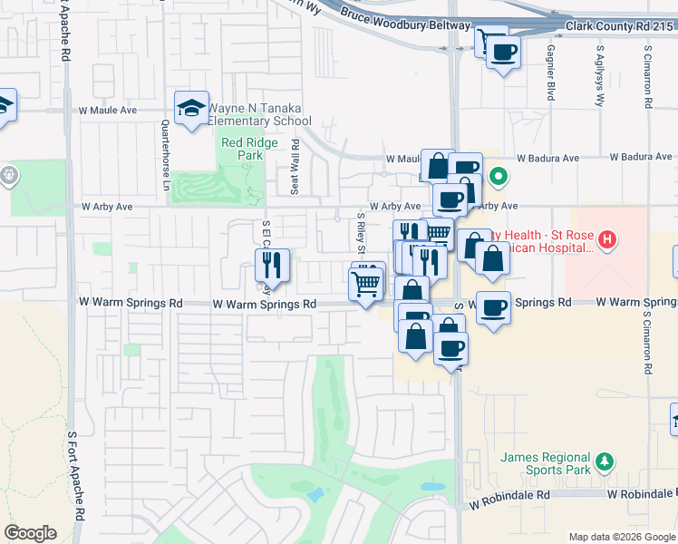 map of restaurants, bars, coffee shops, grocery stores, and more near 7233 Old Glory Street in Las Vegas