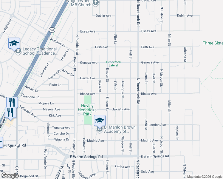 map of restaurants, bars, coffee shops, grocery stores, and more near 415 Emden Street in Henderson