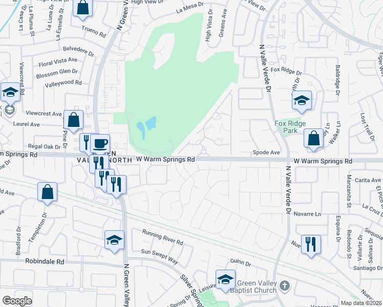 map of restaurants, bars, coffee shops, grocery stores, and more near 2050 West Warm Springs Road in Henderson