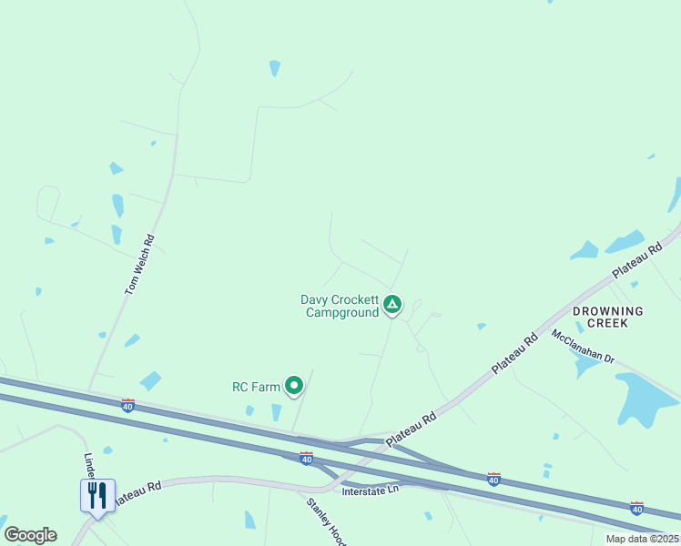 map of restaurants, bars, coffee shops, grocery stores, and more near 31 Panther Court in Crossville