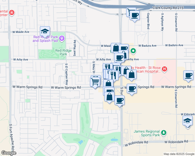 map of restaurants, bars, coffee shops, grocery stores, and more near 7223 Proud Patriot St in Las Vegas
