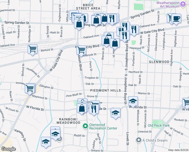 map of restaurants, bars, coffee shops, grocery stores, and more near 1811 Hertford Street in Greensboro