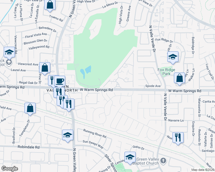 map of restaurants, bars, coffee shops, grocery stores, and more near 2050 West Warm Springs Road in Henderson