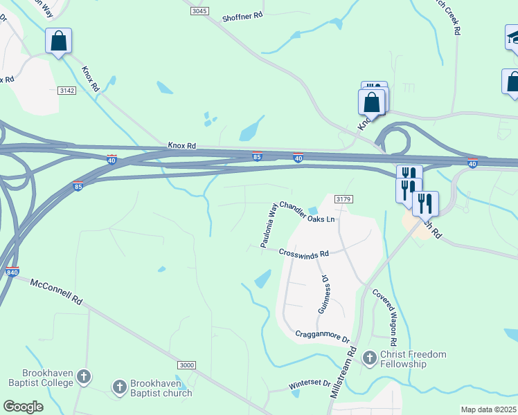 map of restaurants, bars, coffee shops, grocery stores, and more near 5304 Chandler Oaks Lane in McLeansville