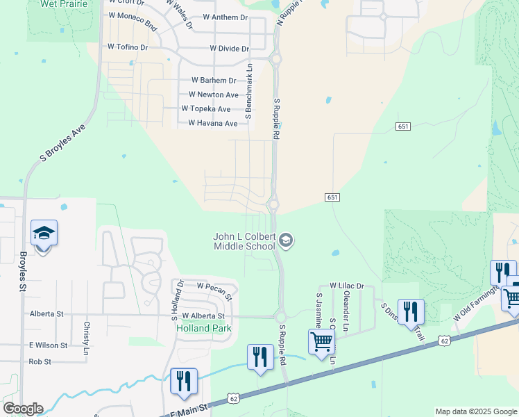 map of restaurants, bars, coffee shops, grocery stores, and more near 370 S Dinsmore Trail in Fayetteville