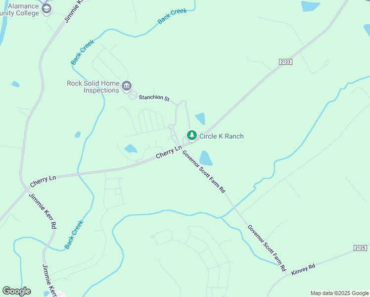 map of restaurants, bars, coffee shops, grocery stores, and more near 1925 Cherry Lane in Mebane