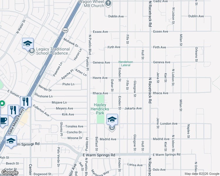 map of restaurants, bars, coffee shops, grocery stores, and more near 420 Dakar Street in Henderson