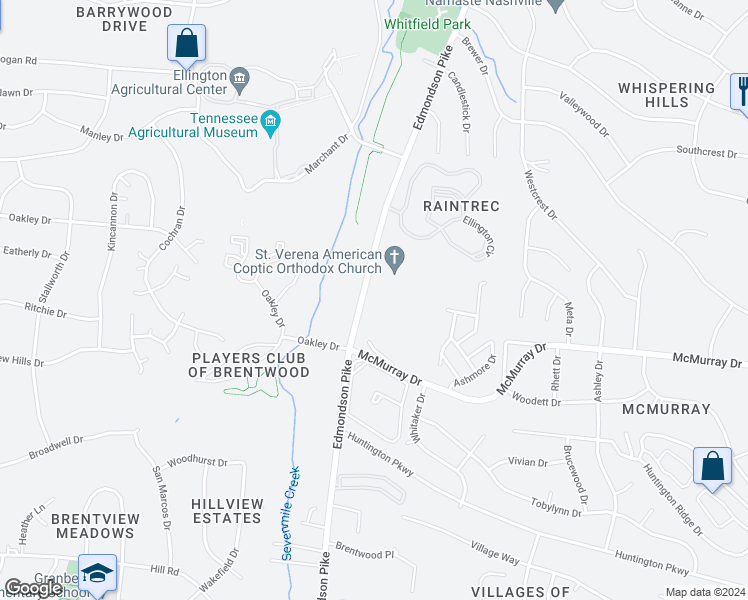 map of restaurants, bars, coffee shops, grocery stores, and more near 5304 Edmondson Pike in Nashville