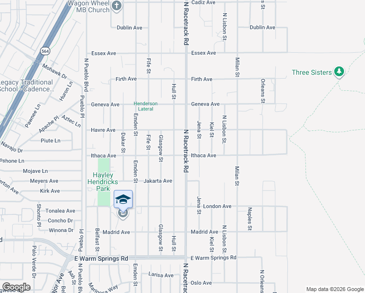 map of restaurants, bars, coffee shops, grocery stores, and more near 2 South Racetrack Road in Henderson
