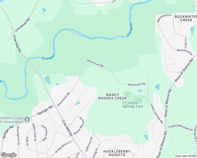 map of restaurants, bars, coffee shops, grocery stores, and more near 4212 Rivermont Road in Durham