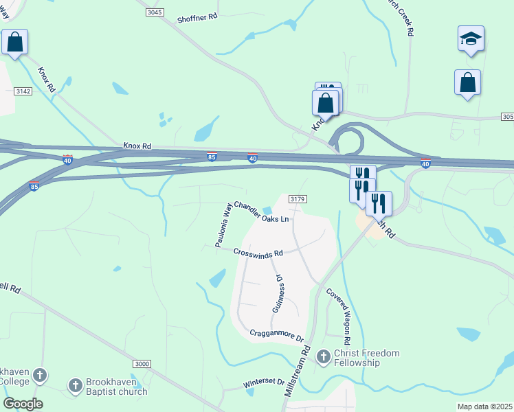 map of restaurants, bars, coffee shops, grocery stores, and more near 5329 Chandler Oaks Lane in McLeansville