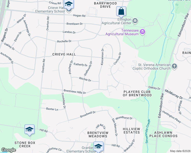 map of restaurants, bars, coffee shops, grocery stores, and more near 5222 Kincannon Drive in Nashville