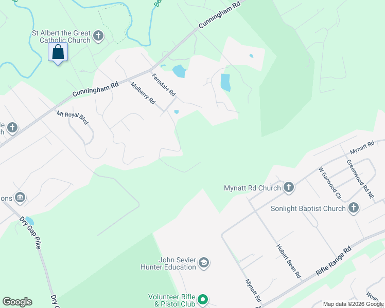map of restaurants, bars, coffee shops, grocery stores, and more near 6707 Arapahoe Lane in Knoxville