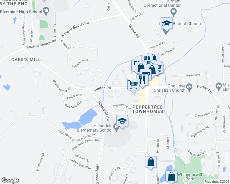map of restaurants, bars, coffee shops, grocery stores, and more near 31 Weather Hill Circle in Durham