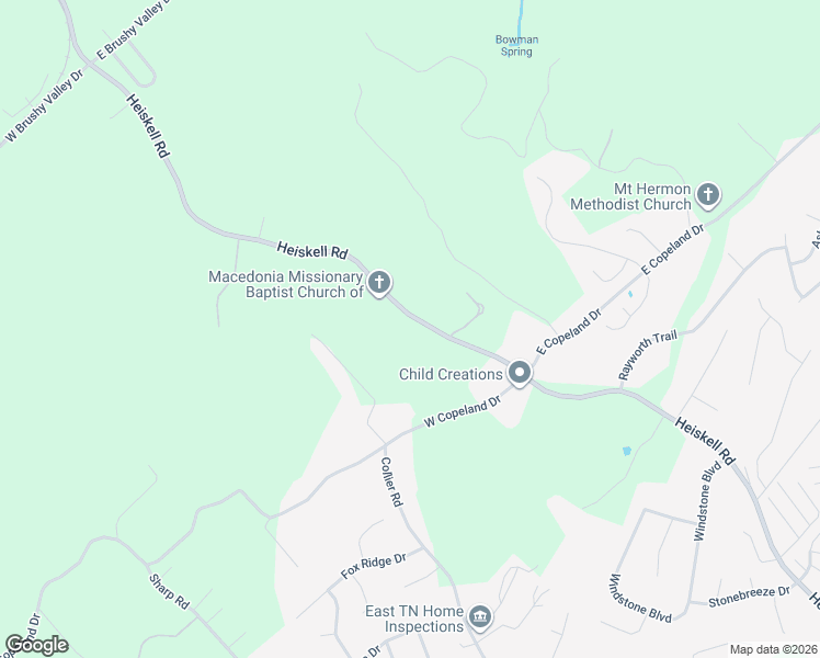 map of restaurants, bars, coffee shops, grocery stores, and more near 8523 Heiskell Road in Powell