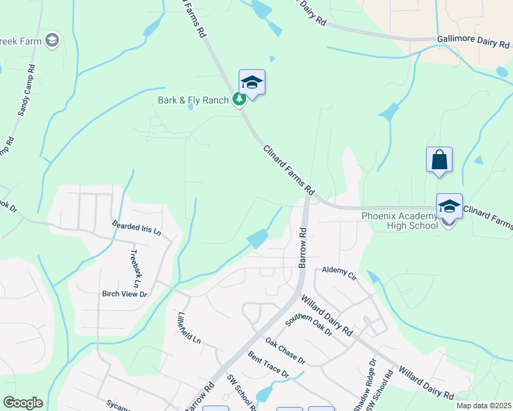 map of restaurants, bars, coffee shops, grocery stores, and more near 4523 Barrow Road in High Point