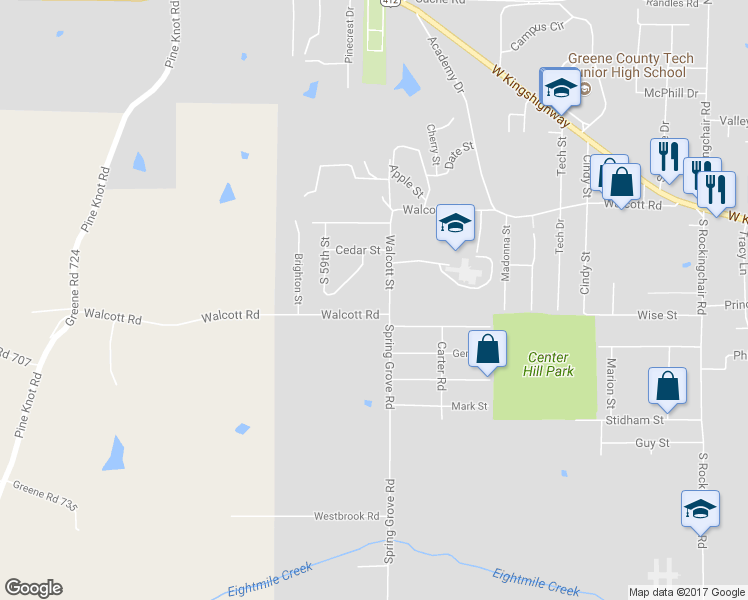 map of restaurants, bars, coffee shops, grocery stores, and more near 5719 Walcott Road in Paragould