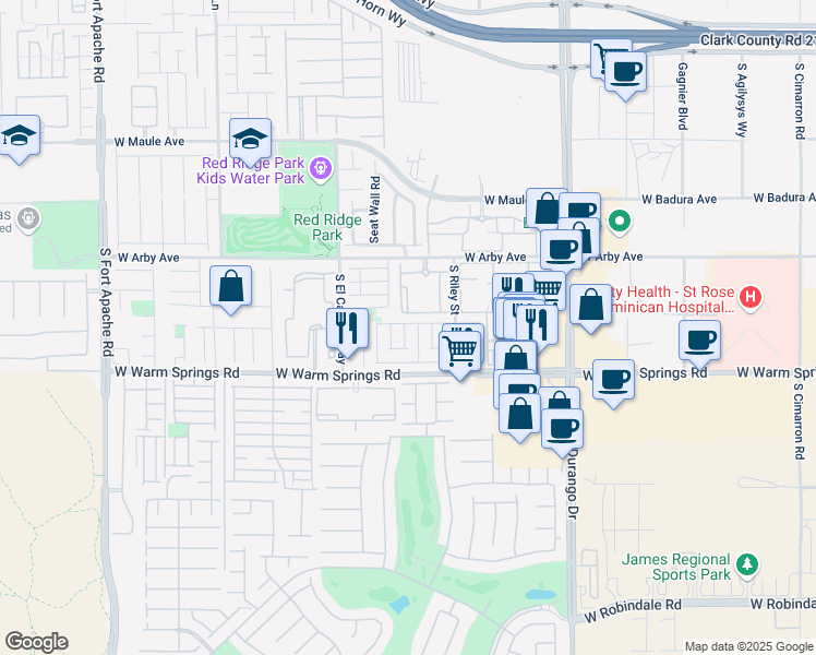 map of restaurants, bars, coffee shops, grocery stores, and more near 7214 Eagles Pride Street in Las Vegas