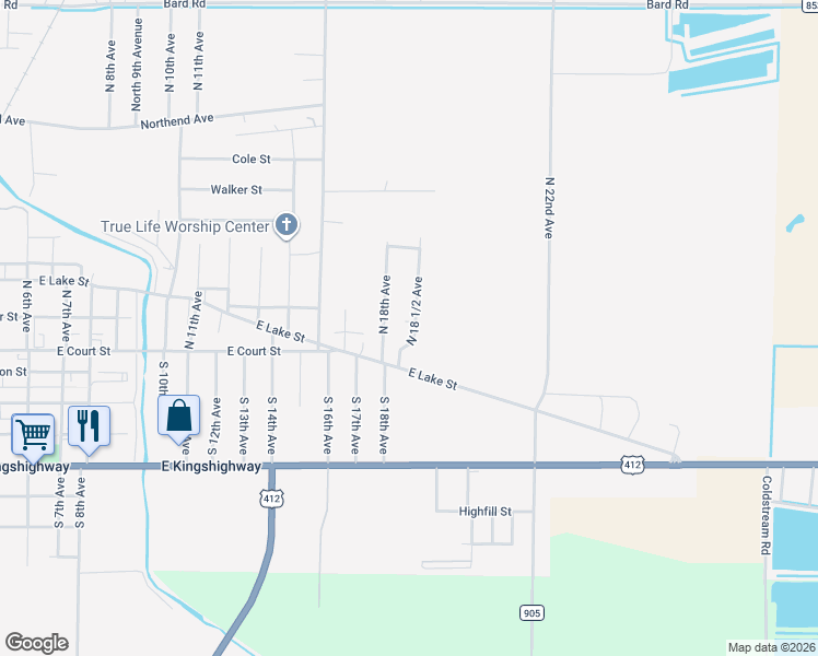 map of restaurants, bars, coffee shops, grocery stores, and more near 114 North 18 1/2 Avenue in Paragould